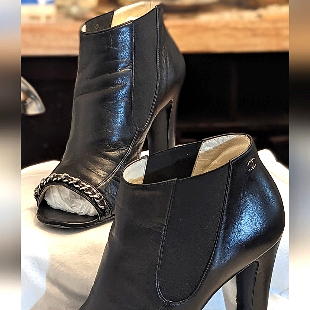 Chanel ladies slip on peep toe booties